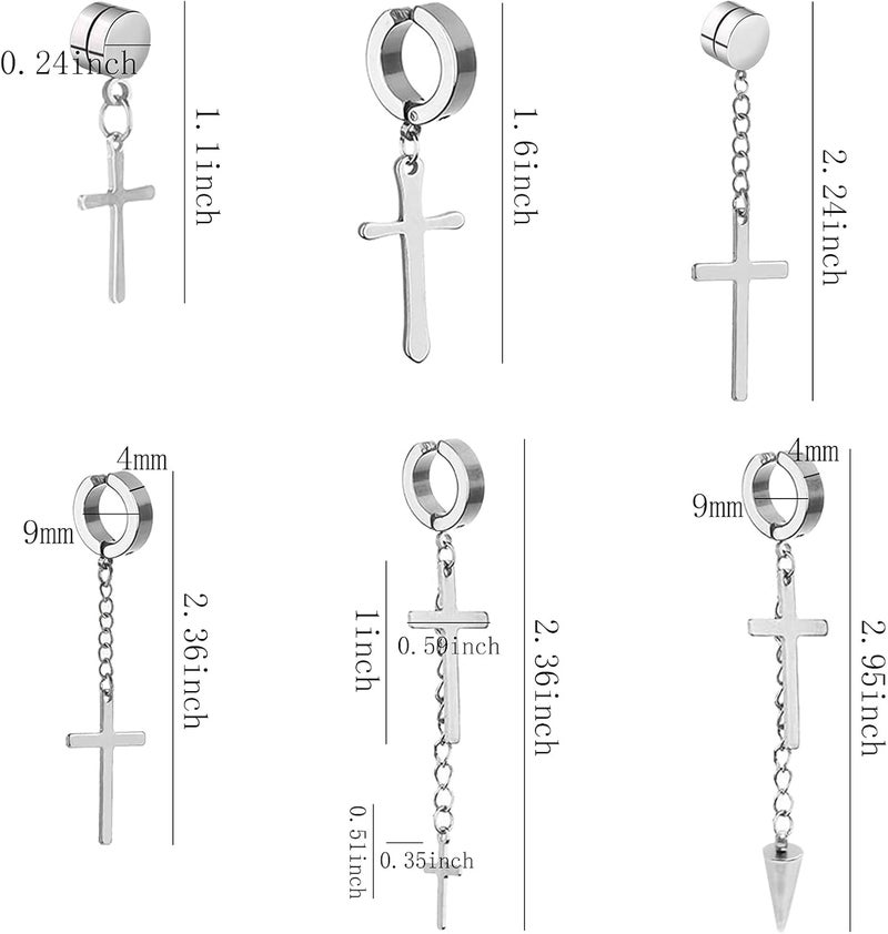 NEWITIN 6 Pairs Stainless Steel Magnetic Stud Earrings for Men Clip on Earring Magnetic Earring Unisex Non Piercing CZ Magnet Studs Diamond Earrings for Women Men - Image 2